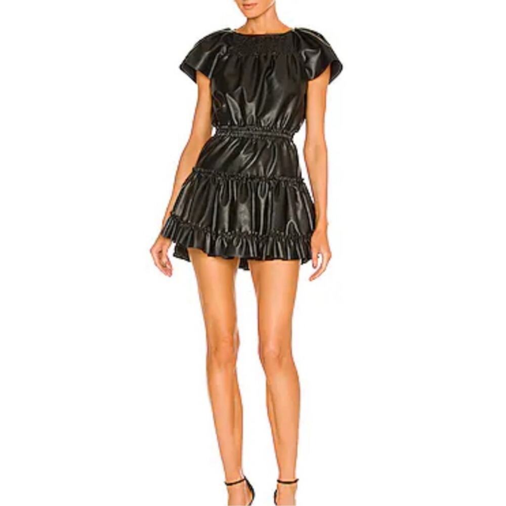 Misa Vegan Leather Severine Dress In Black S